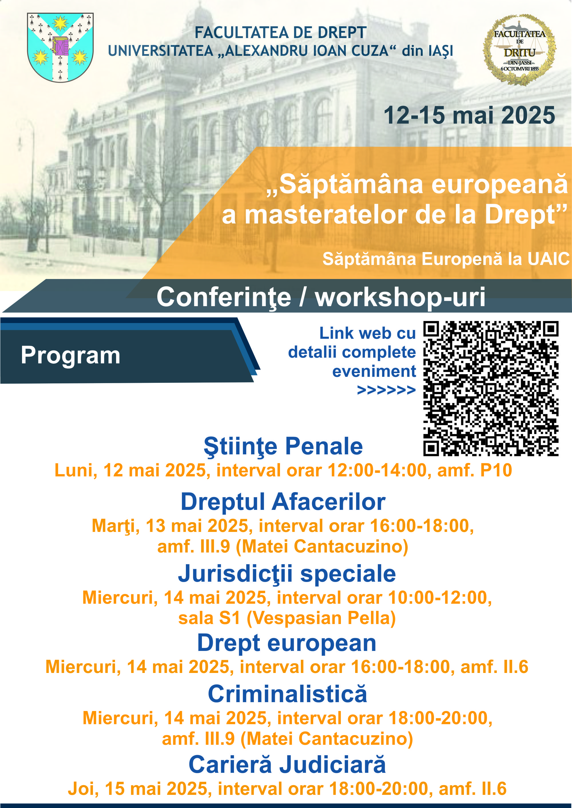 12-15 mai 2025: „Săptămâna europeană a masteratelor de la Drept”