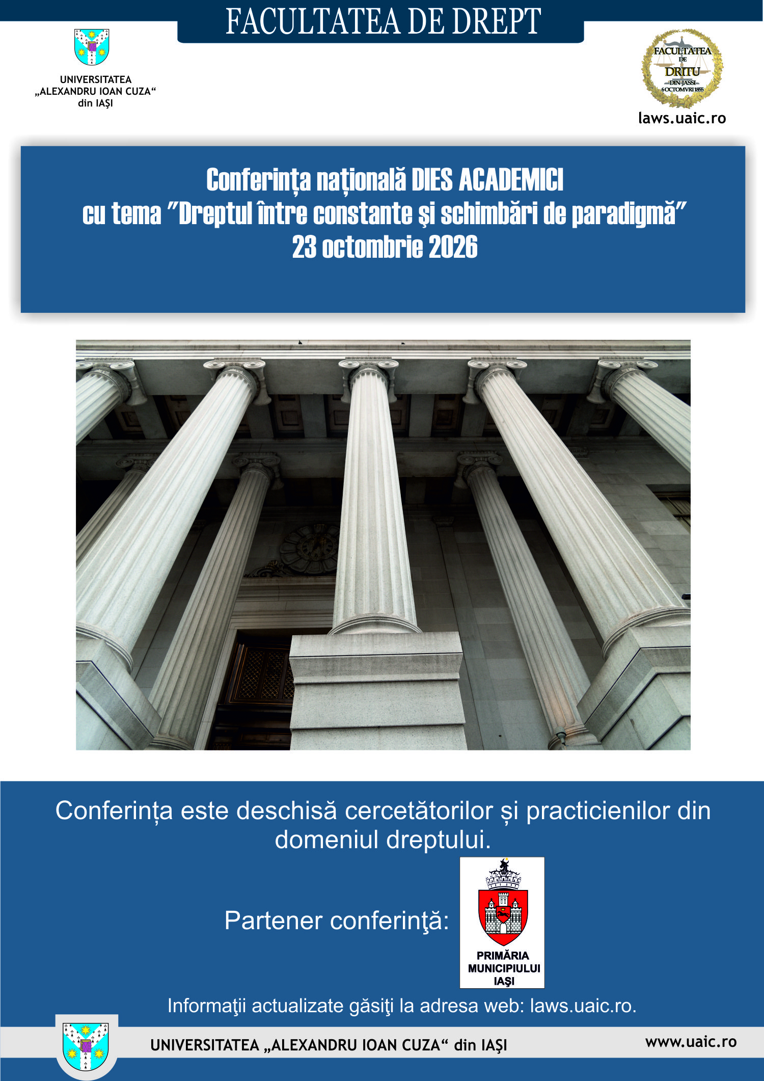Conferința națională organizată cu ocazia Dies academici "Dreptul între constante și schimbări de paradigmă"