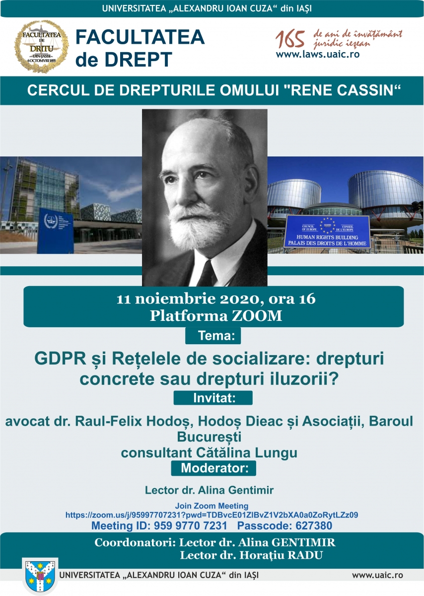 Ședință de cerc: GDPR și Rețelele de socializare: drepturi concrete sau drepturi iluzorii?, 11.11.2020