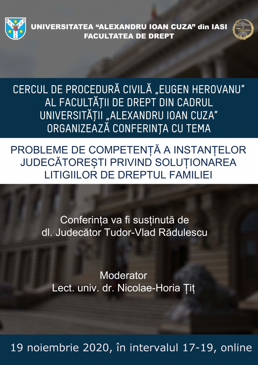 Ședință a Cercului de Procedură „Eugen Herovanu”: 19.11.2020