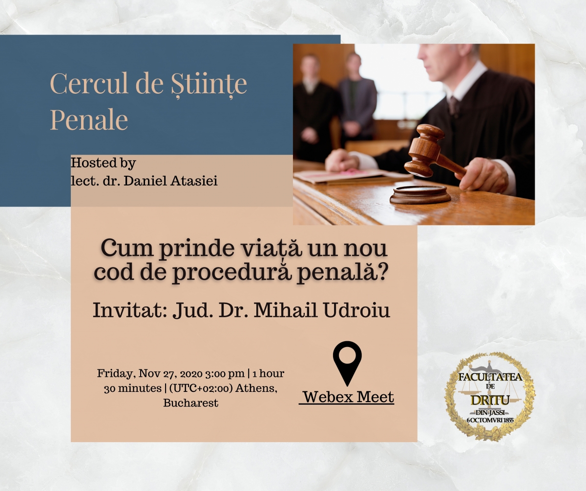 Ședință a Cercului de Ştiinţe Penale, 27.11.2020