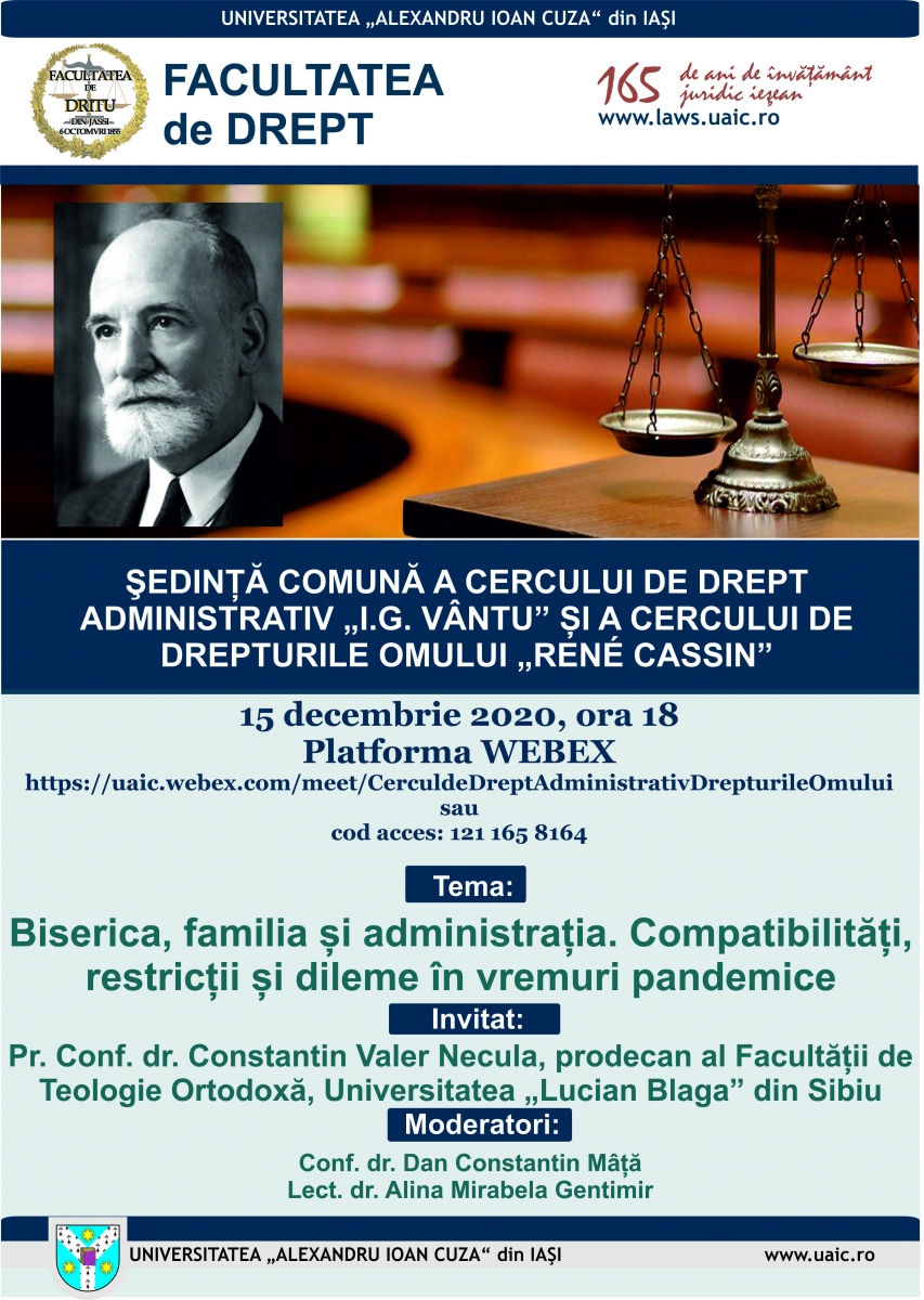 Ședință comună a Cercului de Drept Administrativ și a Cercului de Drepturile Omului, 15.12.2020