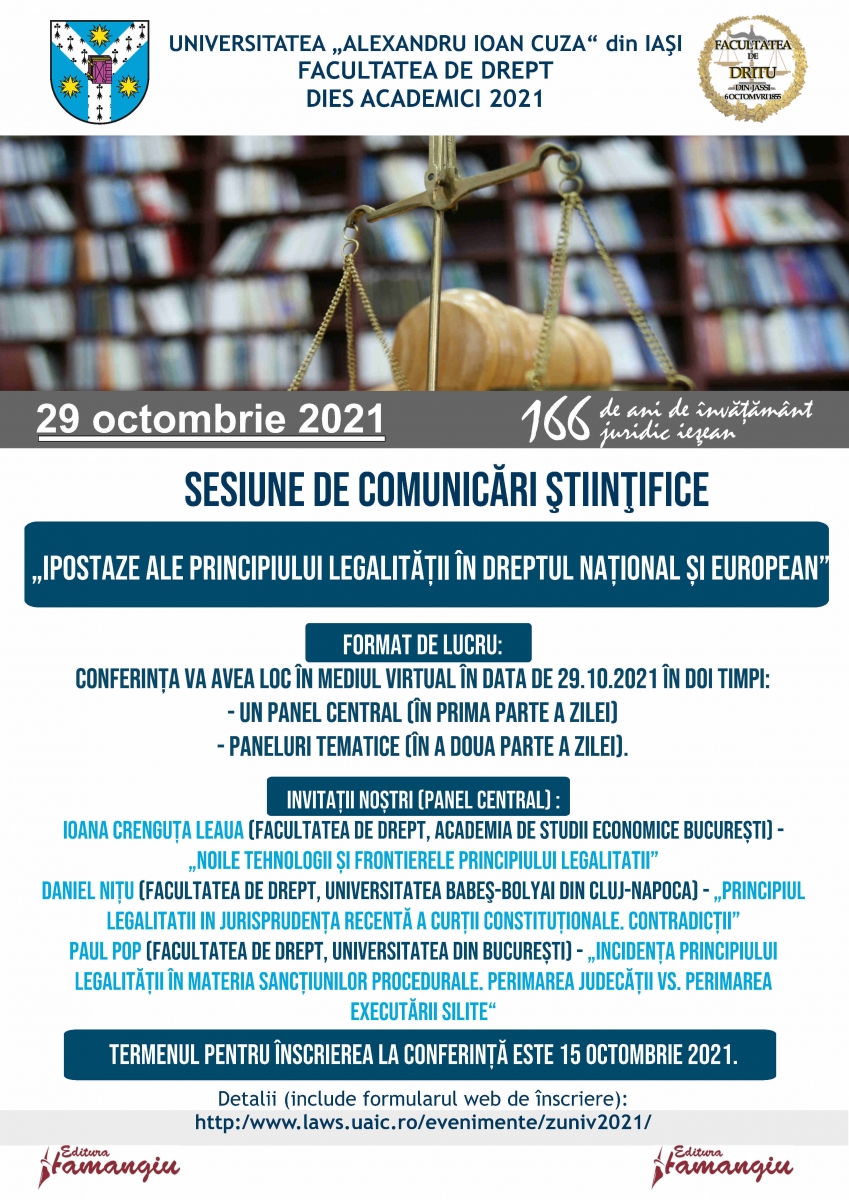 Zilele Universității. „Ipostaze ale principiului legalității în dreptul național și european”, 2021
