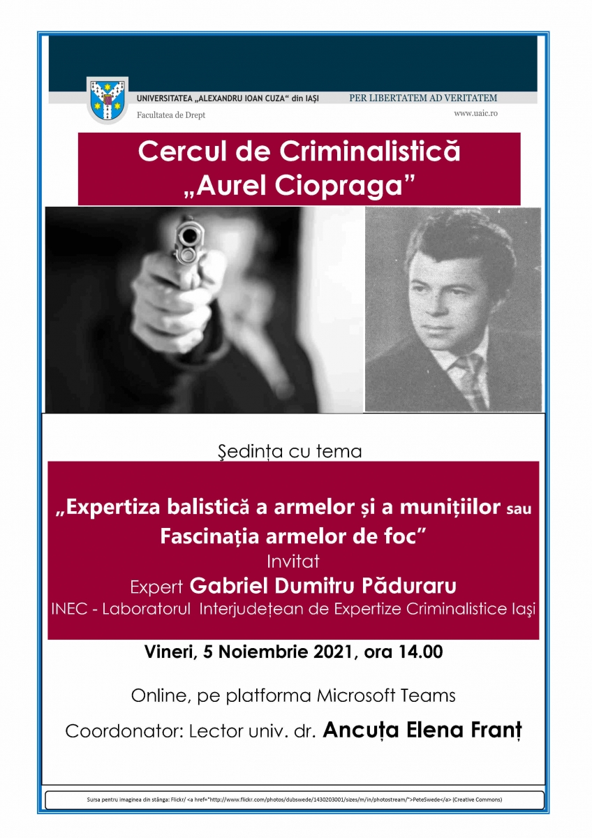 Ședință a Cercului de Criminalistică „Aurel Ciopraga”, 5.11.2021
