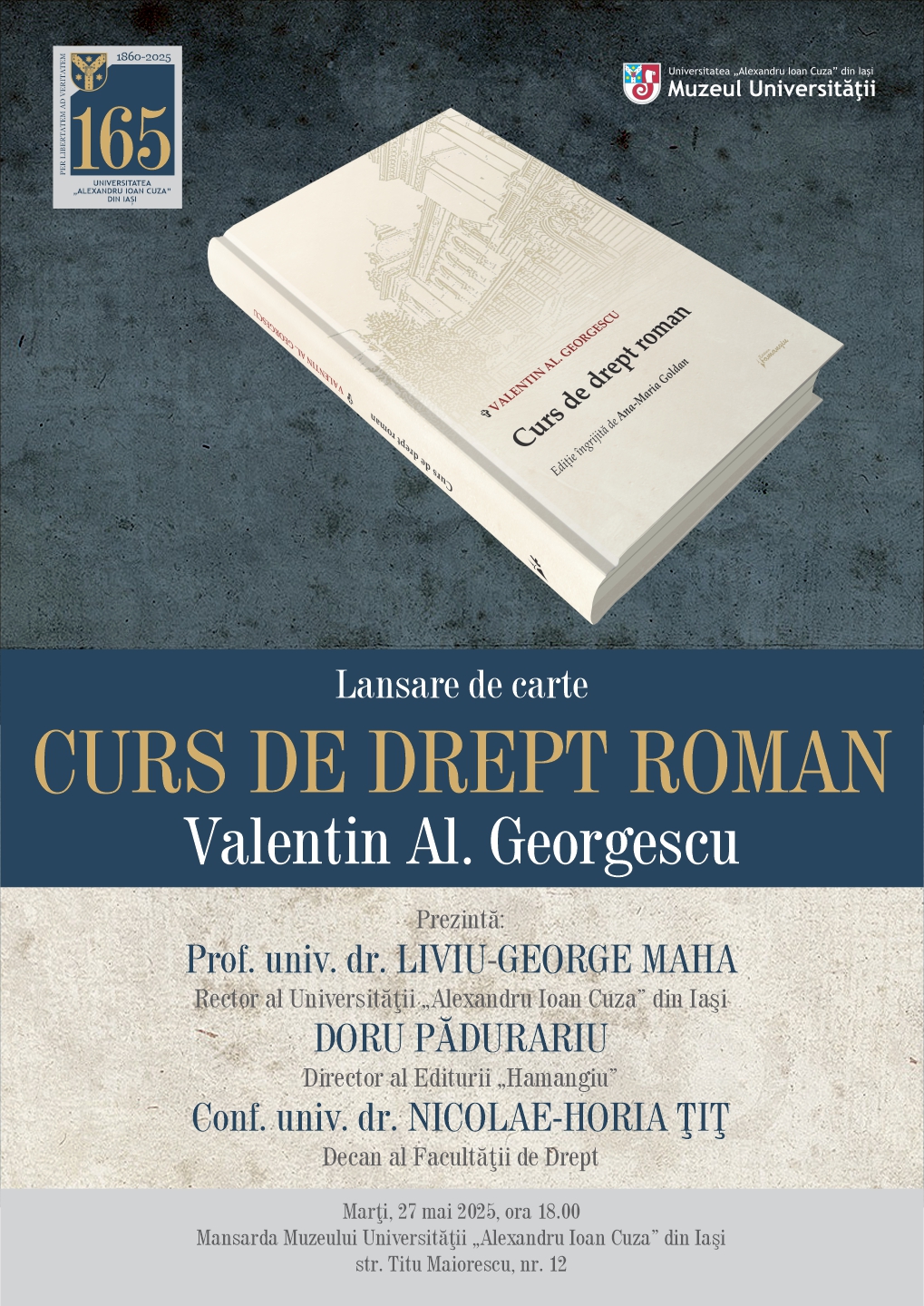Lansare de carte - Curs de drept roman, Valentin Al. Georgescu